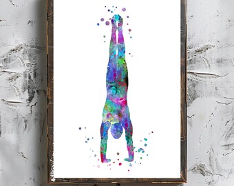Handstand Man Watercolor Print: Sport Lover Gift (Digital Download)