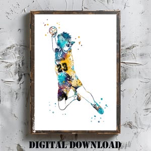 Personalized Handball Player Watercolor Art Print (Digital Download)