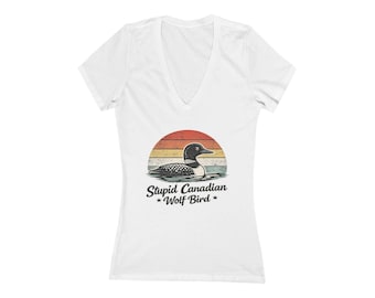Stupid Canadian Wolf Bird vintage loon graphic V neck / Heated Rivalry