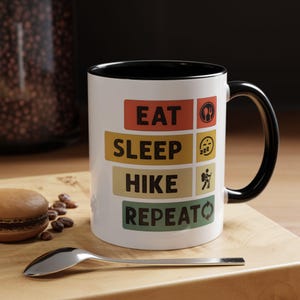 Travel Coffee Mug - Eat Sleep Hike Repeat Travel Mug, Camping Gift for Nature Lovers & Hiking Accessories