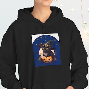 Sweat à capuche d&#39;Halloween chat mignon, sweat à capuche de chat drôle, costume d&#39;Halloween de chat mignon, sweat-shirt d&#39;Halloween, cadeau d&#39;Halloween pour propriétaire de chat, sweat-shirt d&#39;automne