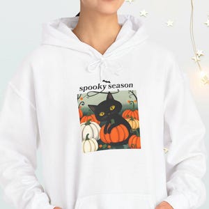 Halloween-Katze Hoodie, gruselige Saison, Kürbis-Liebhaber, schwarze Katzen-Outfit, Katzen-Halloween-Kostüm, lustiger Katzen Hoodie, Halloween-Geschenk für Katzenliebhaber