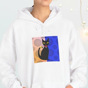 Cute Cat Hoodie, Illustration Hoodie, Gift for Cat Lovers, Funny Sweatshirt, Animal Lover Apparel, Gift For Her, Cat Lover Gift, Cat Hoodie