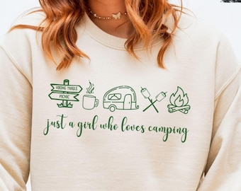 Camping Graphic Sweatshirt for Women Happy Camper Sweatshirt Women RV Camping Shirt Outdoor Adventure Shirt