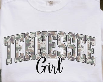 Comfort Colors Camo Tennessee Girl Sweatshirt, Home State T-Shirt Gift