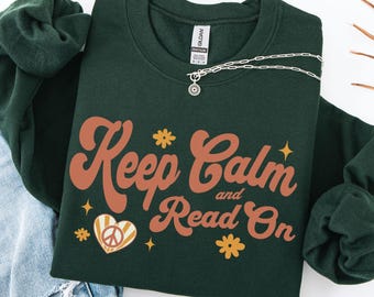 Retro Bookworm Graphic Sweatshirt Women Bookish Crewneck Reading Shirt Gift For Mom