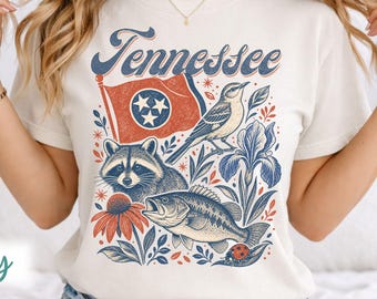 Vintage Tennessee State Symbols Shirt, Retro Tennessee State Park Lover T-Shirt, TN Home State Gift, Southern Traveler Gift, Homebody Tee
