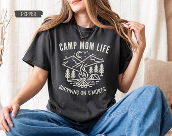Camping Graphic T-shirt For Mom Comfort Colors Gift for Camping Mom RV Camper Shirt Camper Life Shirt Outdoor Adventure Shirt