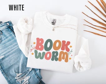 Retro Bookworm Graphic Sweatshirt Women Bookish Crewneck Reading Shirt Gift For Mom