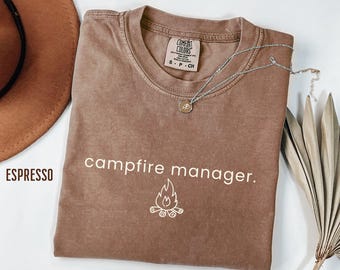 Camping Graphic T-Shirt Funny Comfort Colors Campfire Shirt Outdoor Adventure Shirt  for Women Camping Shirt Gift for Camping Mom