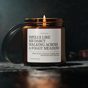 Vela "Huele a Mr. Darcy", vela "Orgullo y prejuicio", vela "Jane Austen", regalo literario, literatura clásica, romance, regalo de lector, regalo de actor