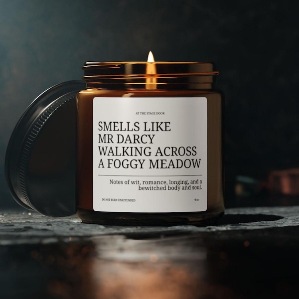 Vela "Huele a Mr. Darcy", vela "Orgullo y prejuicio", vela "Jane Austen", regalo literario, literatura clásica, romance, regalo de lector, regalo de actor