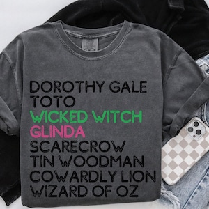 Oz Characters Comfort Colors Cute Halloween Tee Wonderful Wizard of Oz Wicked Witch Shirt Bookish Shirt Dorothy Toto Wizard Glinda Shirt
