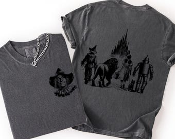 Scarecrow Wizard of Oz Characters PRINTED on BACK Comfort Colors Tee Wonderful Wizard of Oz Bookish Shirt Wicked Witch Lion Scarecrow Tinman