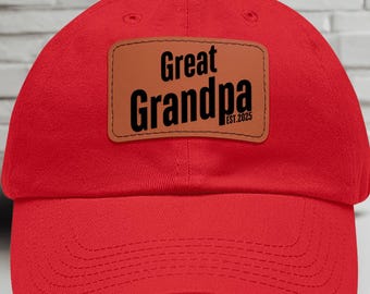 Sombrero personalizado para bisabuelo, sombreros con parche de cuero personalizados, regalo para bisabuelo, regalo para el Día del Padre, anuncio de embarazo, sombrero para abuelo