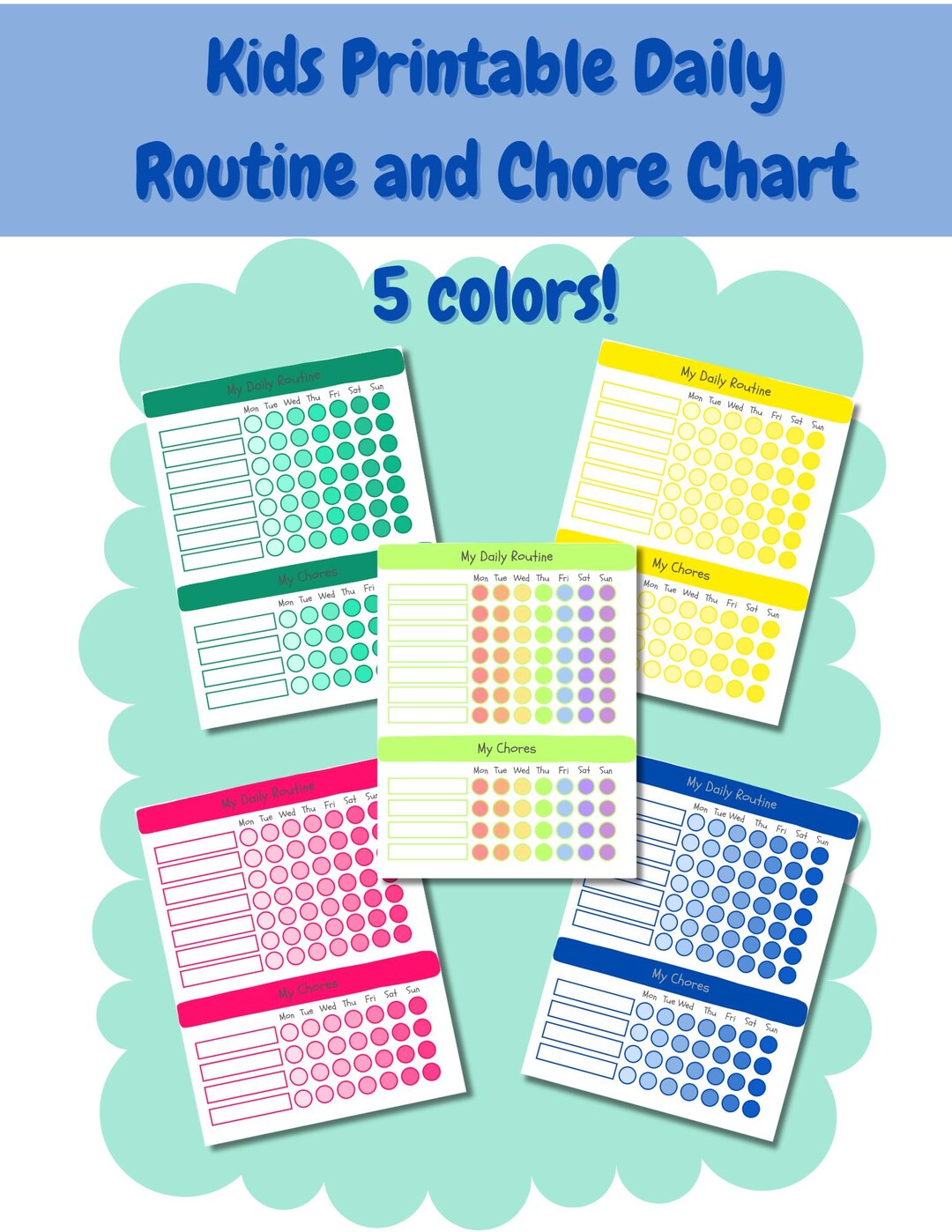 Kid's Printable Daily Routine and Chore List - Etsy