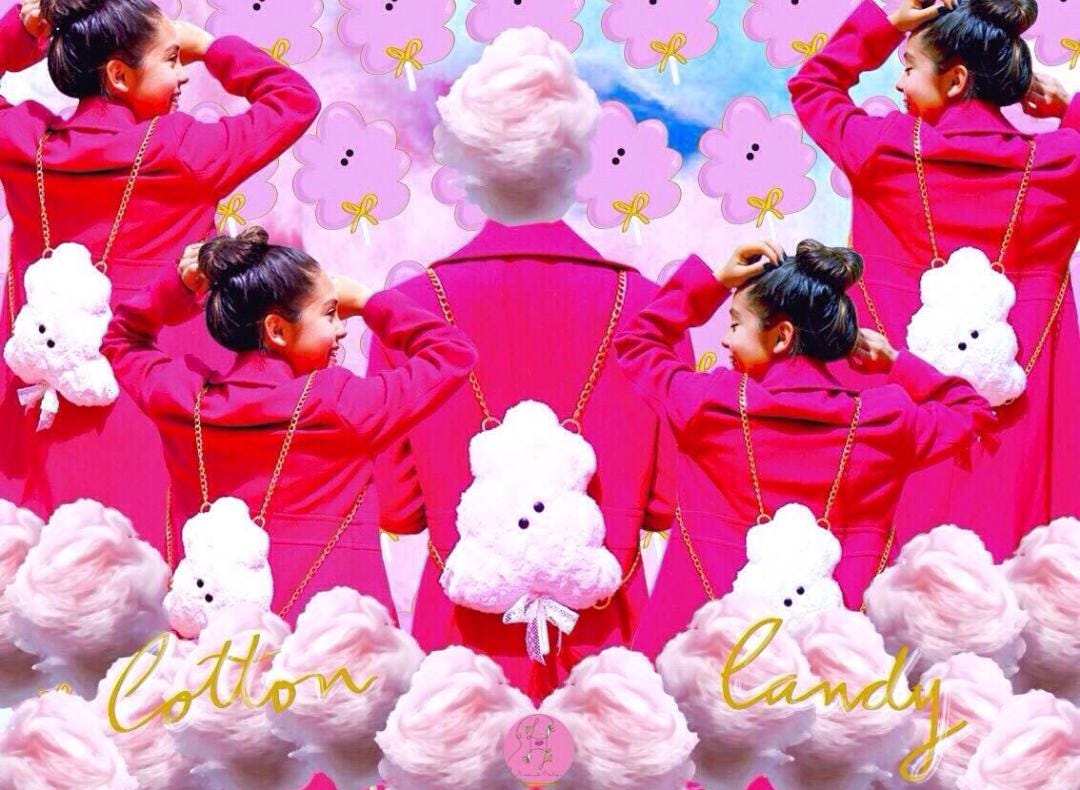 Cotton Candy Pink backpack bag plushie / Lavinia fenton character plush