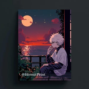 Killua Moonlit Balcony Print — Hunter x Hunter Anime Fan Art