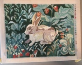 Needlepoint canvas Erica Wilson rabbit 1990 Museum of art partially finished no yarn included stretched on bars