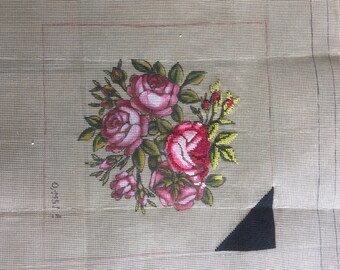 100/% wool on cotton Canvas 9/"X20.5/" Partly Preworked Needlepoint Canvas-BIRD