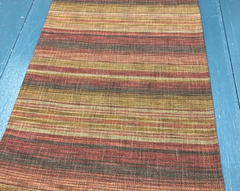 in Table runner Fall farmhouse rustic simple cranberry gray taupe brown woven cotton stripe 18 by 46  inches cotton READY TO SHIP!