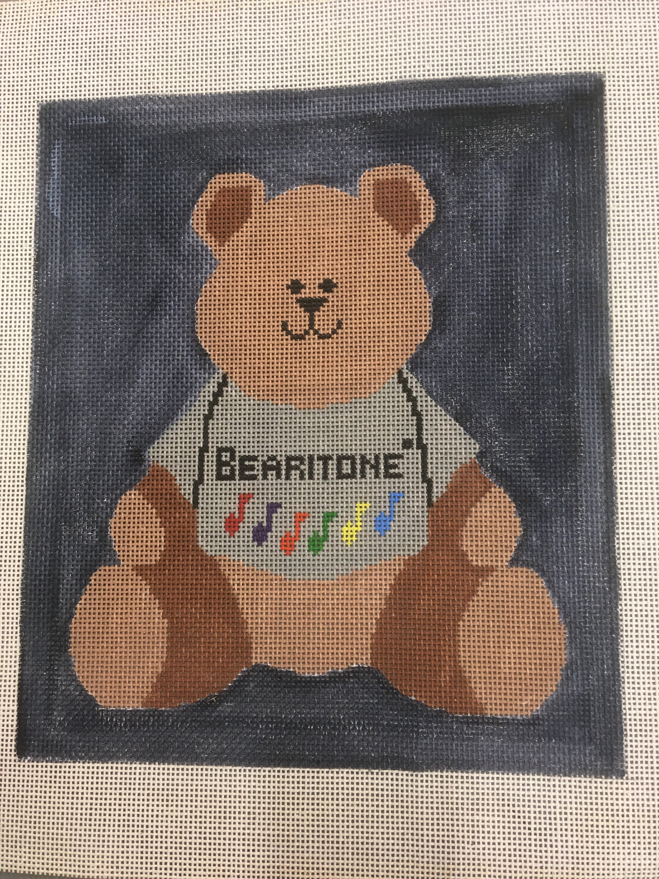 Beginner Teddy Pink Beige Needlepoint Kit or Canvas For Baby//Nursery//Kids
