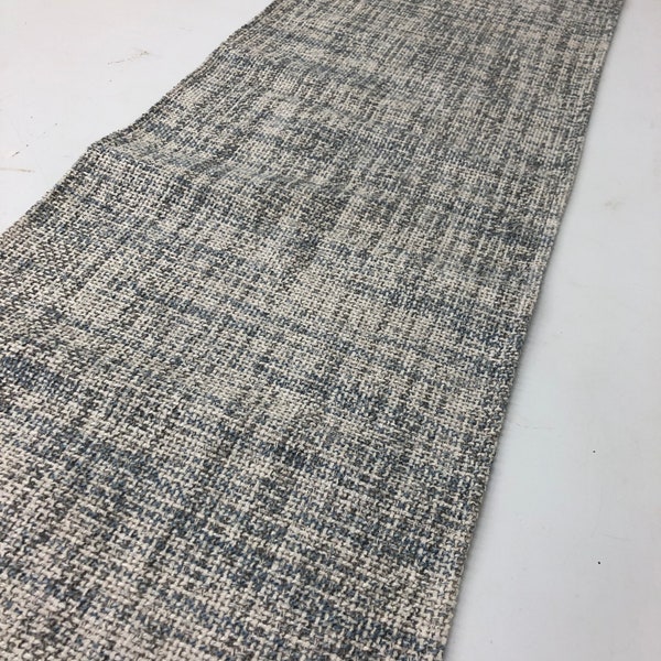 Subtle woven tweed textured table runner pale blue gray and white 16 by 54 inches READY TO SHIP!