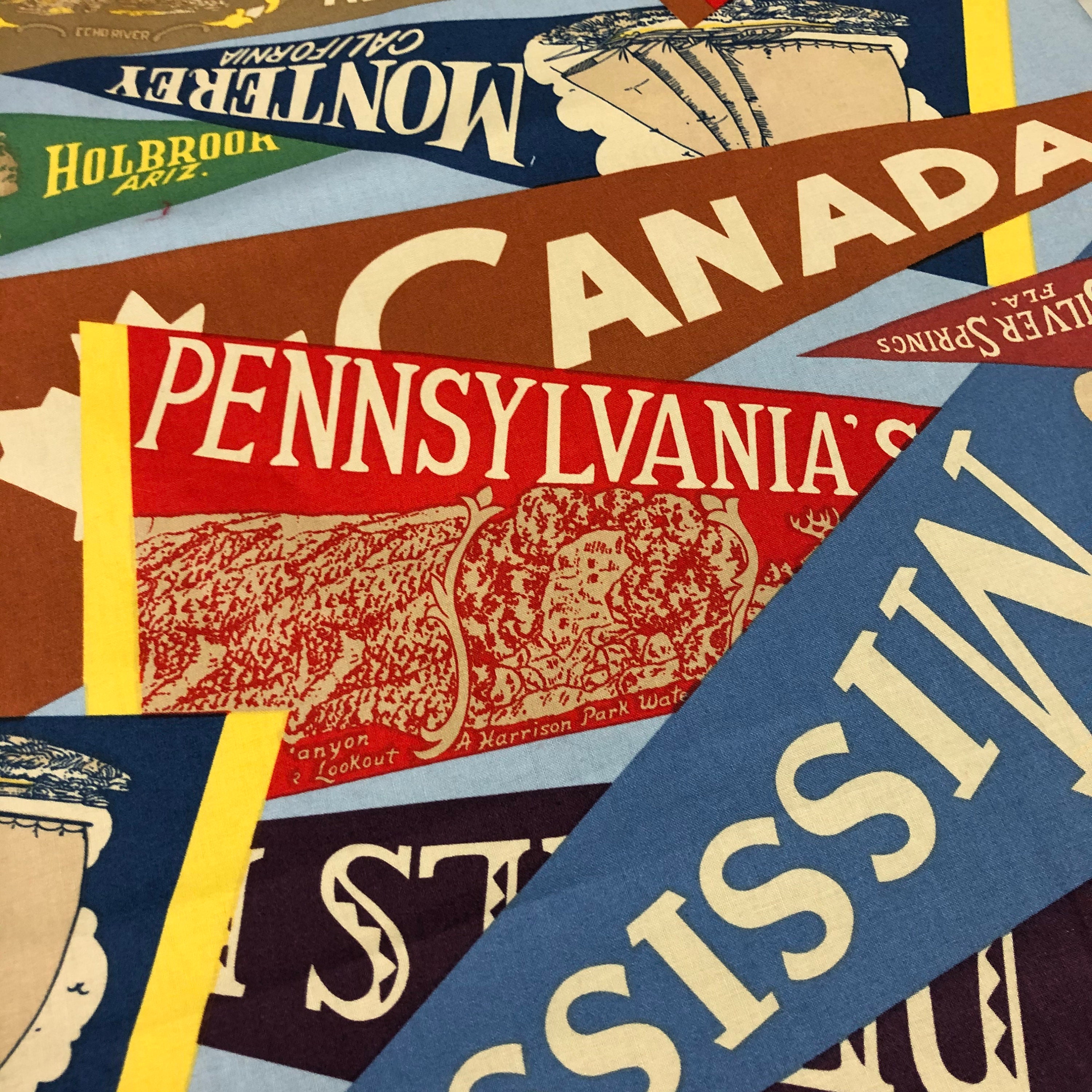 Handmade cotton print retro pennant trailer tablecloth 53 inch Etsy