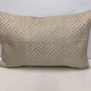 Accent lumbar pillow elegant beige and metallic gold  very textured fabric 13 by 20 inches feather/down fill zipper READY TO SHIP