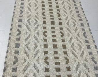 Handmade gray beige and white textured abstract pattern Table Runner Performance Fabric 18 by 54 inches