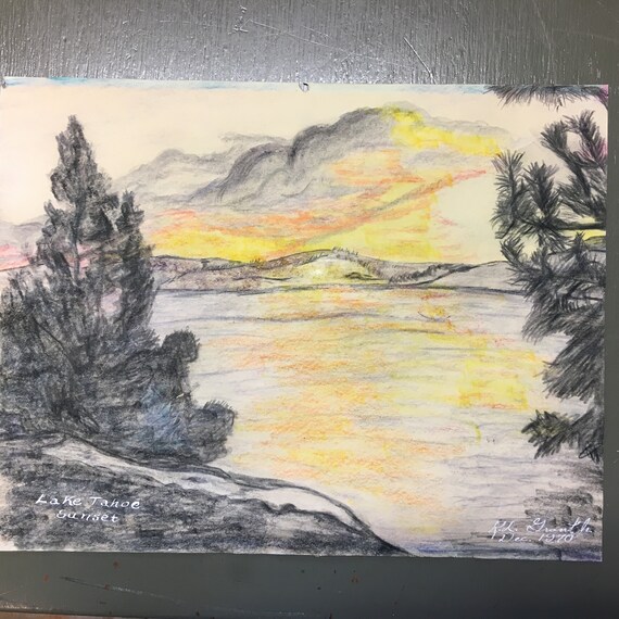 Landscape Sunset Drawing Pencil