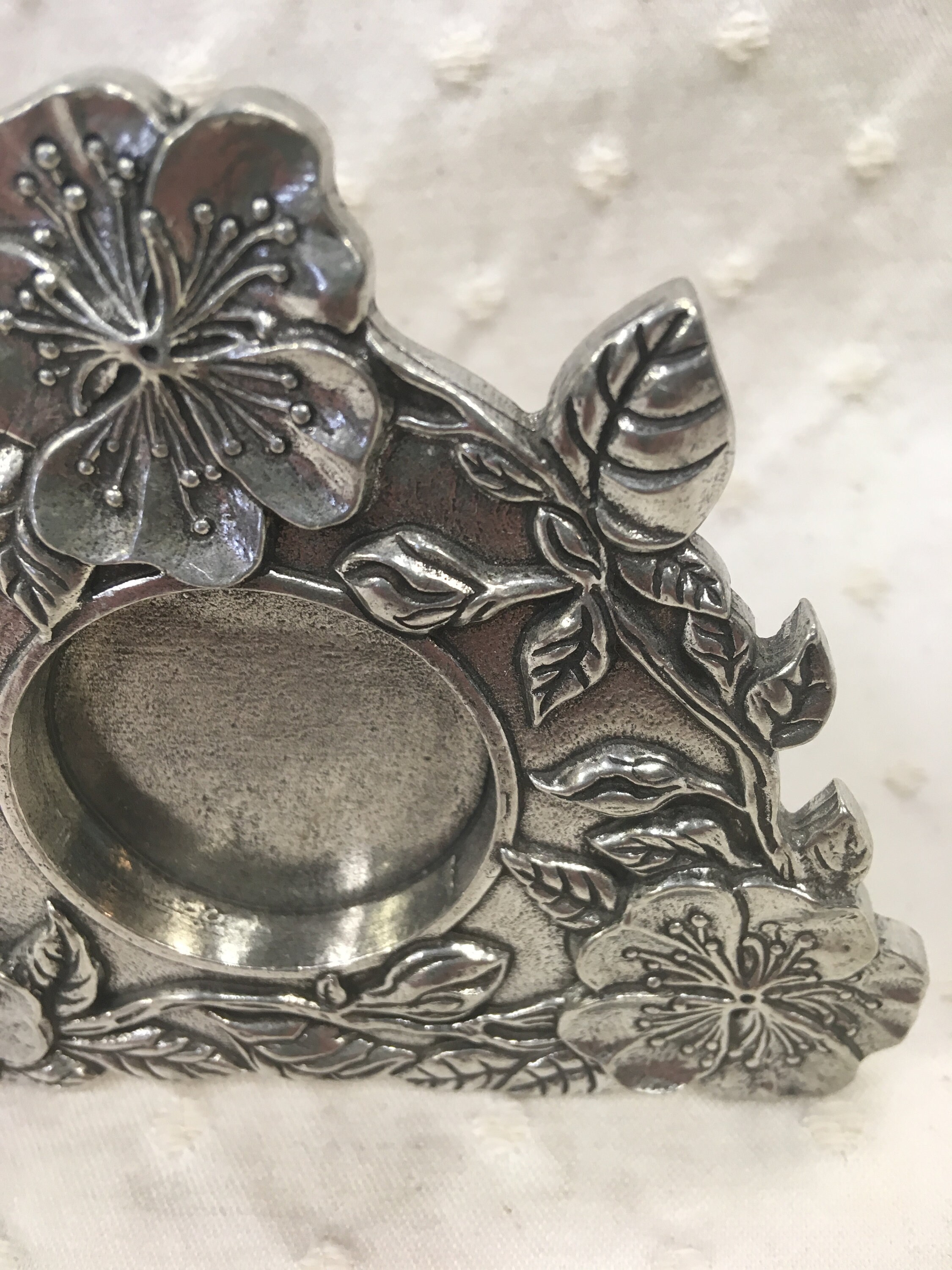 Kirk Stieff pewter picture frame or clock holder flowers Etsy