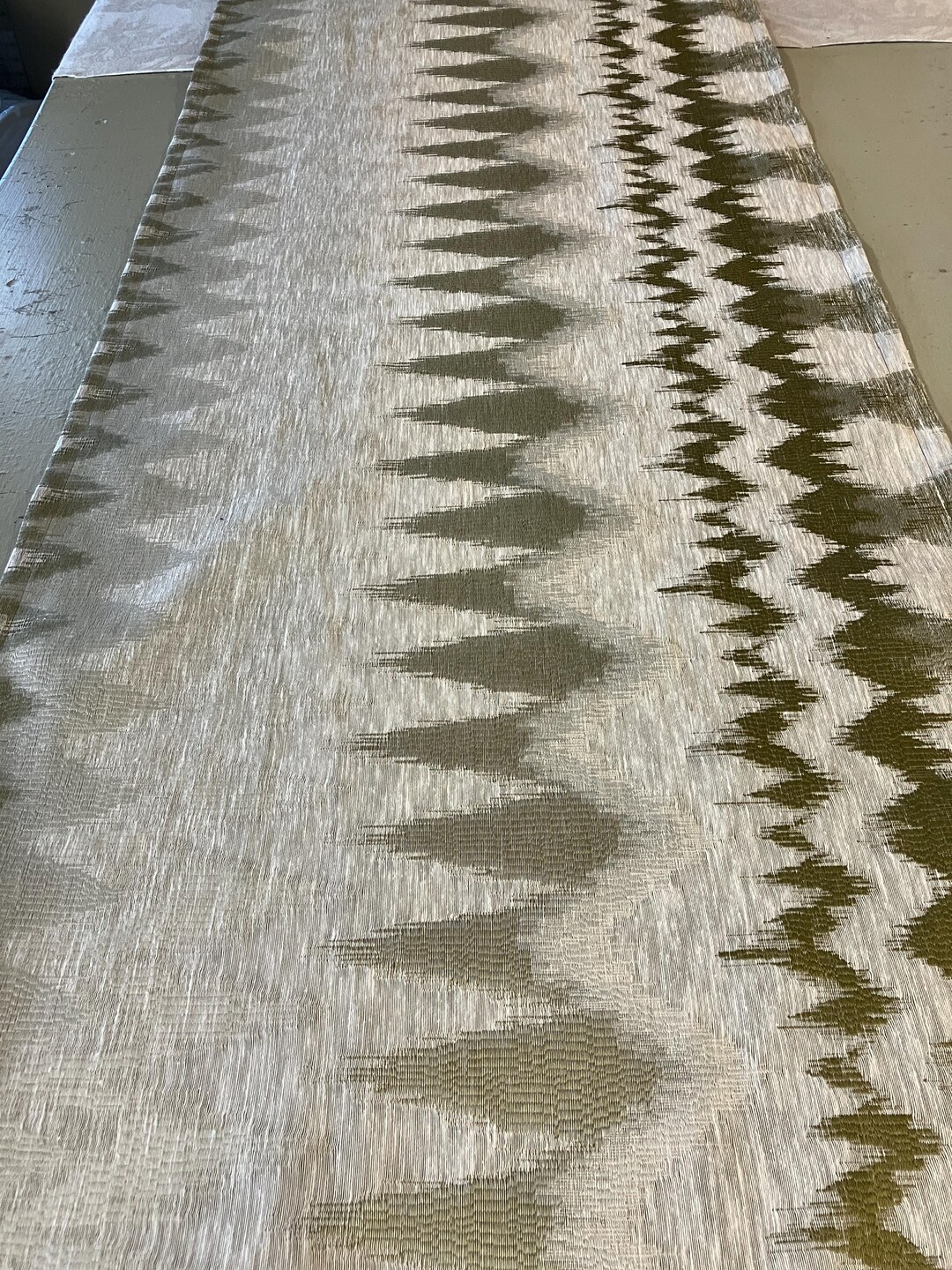 Chevron Table Runner Random Pattern Green and off White (19 by 55 ...