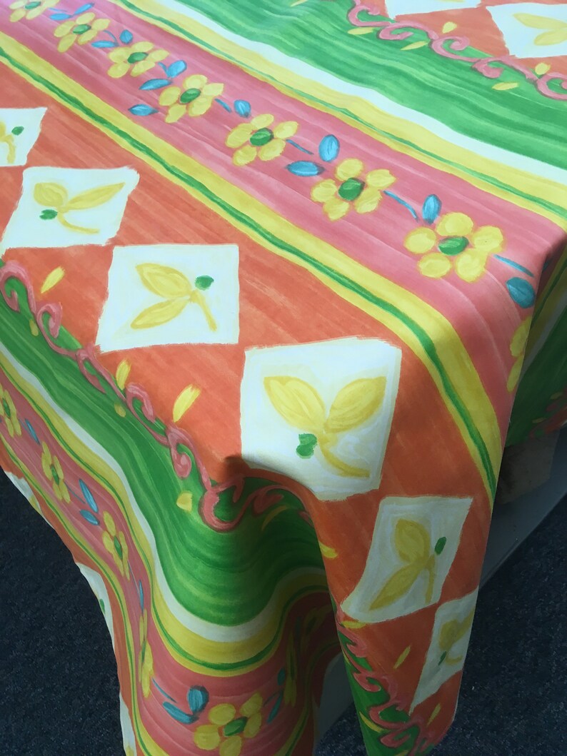 orange pink blue square tablecloth cotton 53 inch overlay kitchen cloth patio decor Tablecloth vibrant yellow
