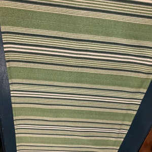 Stripe table runner gray green beige varied size stripes 18.5 by 52  inches READY TO SHIP