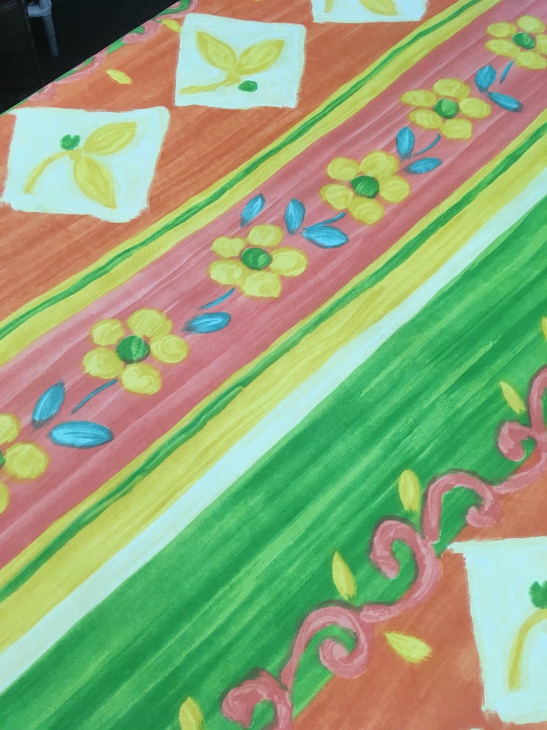 orange pink blue square tablecloth cotton 53 inch overlay kitchen cloth patio decor Tablecloth vibrant yellow