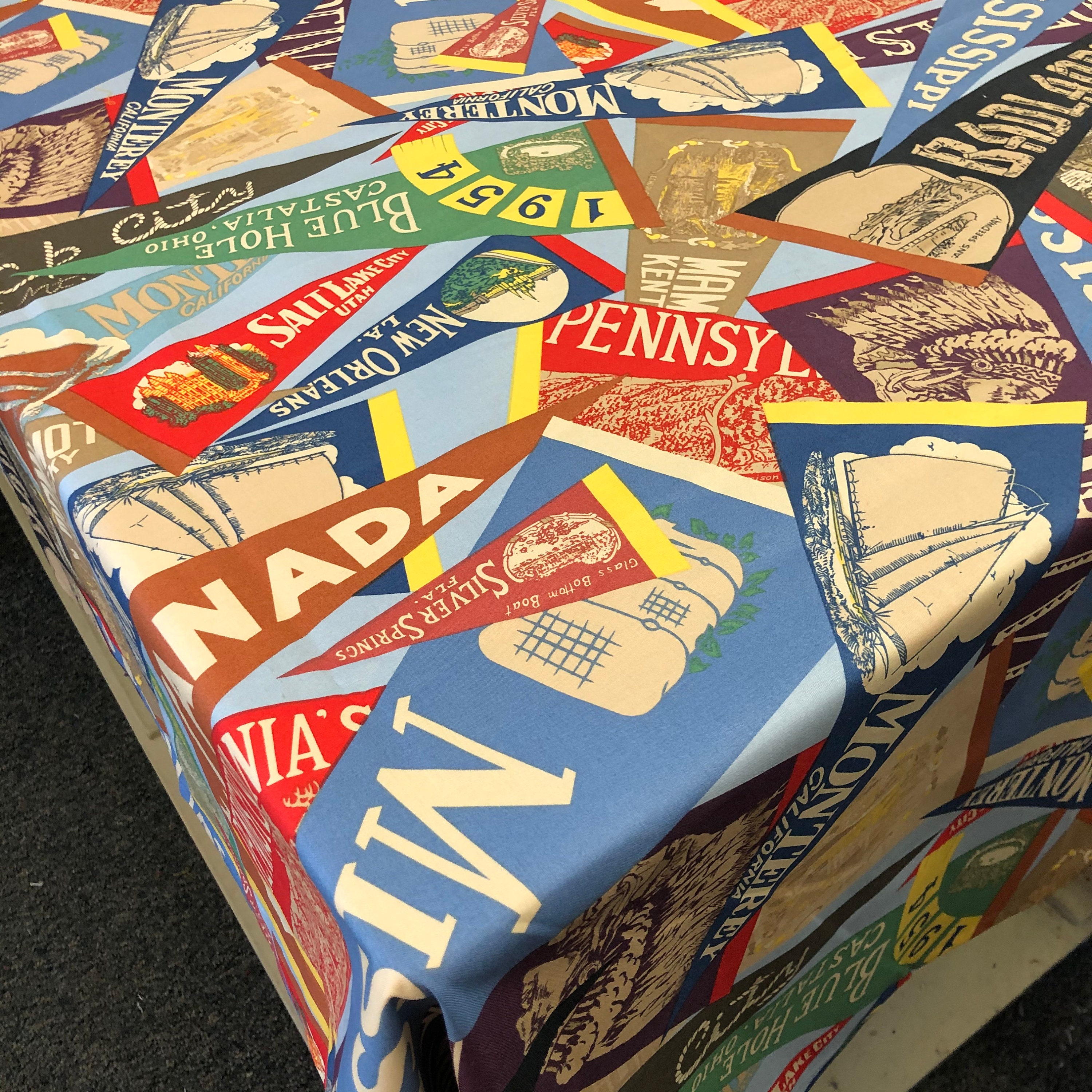 Handmade cotton print retro pennant trailer tablecloth 53 inch Etsy