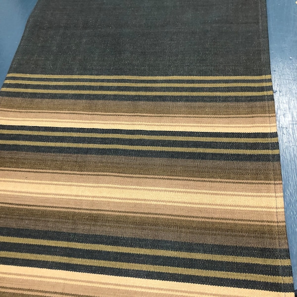 Stripe table runner rustic simple gray olive green brown beige woven stripe 18 by 55 inches READY TO SHIP!