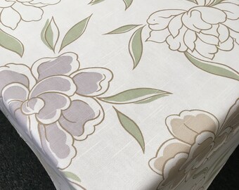 Floral Cotton Tablecloth Pastel pink lavender green 53" Square