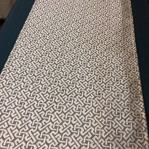 Pale blue and white woven abstract pattern table runner 18 by 54 inches READY TO SHIP!