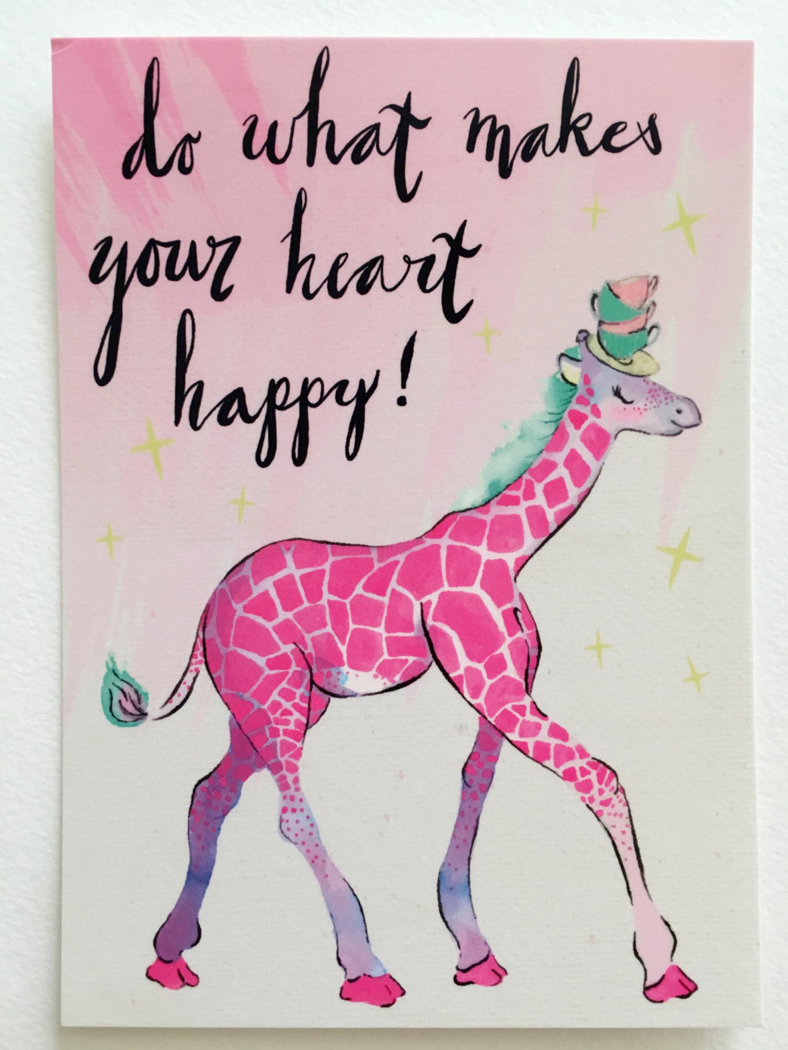 Do What Makes Your Heart Happy Cute Giraffe Illustration Etsy