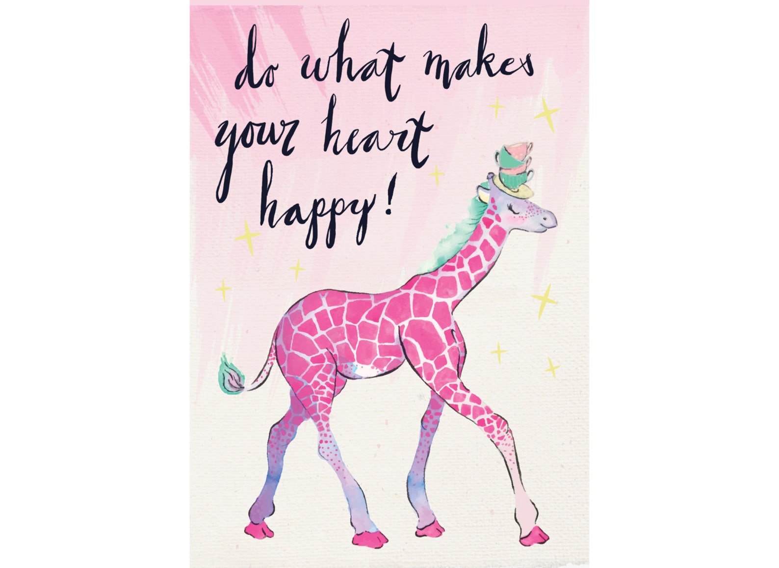 Do What Makes Your Heart Happy Cute Giraffe Illustration Etsy