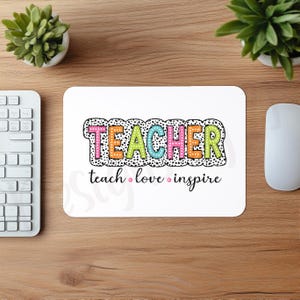 Teacher Mouse Pad, Educator Desk Mat, Teacher Appreciation Gift, Classroom Decor Elementary, Cute Desk Mat, Boho Theme, Green Desk Mat
