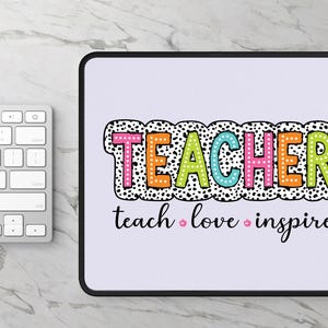 Teacher mouse pad, classroom desk pad, boho pastel mouse pad, cute desk mat,purple office accessories,green desk aesthetics,gift for teacher