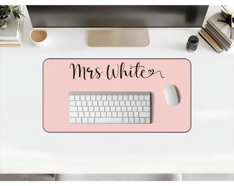 Benutzerdefinierte Lehrer Mauspad, Schulanfang, Klassenzimmer Schreibtischmatte, einzigartiges Geschenk für Lehrer, personalisierte Lehrer Name, Boho Pastell Maus Pad, Erzieher