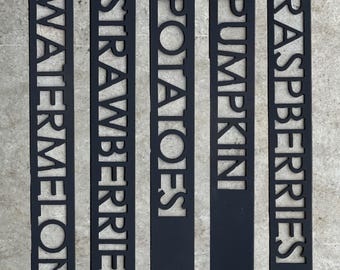 Handmade Steel Fruit, Vegetable and Herb Garden Stakes: Weatherproof Plant Markers, Outdoor Vegetable & Fruit Row Markers