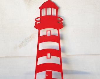 Lighthouse Metal Yard Stake 18": Coastal Garden Decor, Beach House Art, Outdoor Lighthouse Silhouette, Coastal Gift