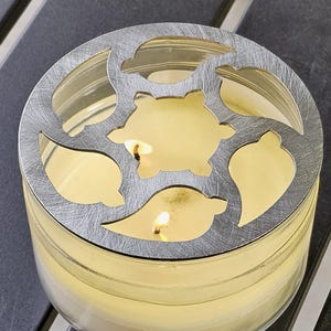 Coastal Leaf Candle Topper Lid: Metal Jar Lid, Decor for LED Jar Candles, works with Yankee, Nest, Bath and Body works and Walmart Candles image 1