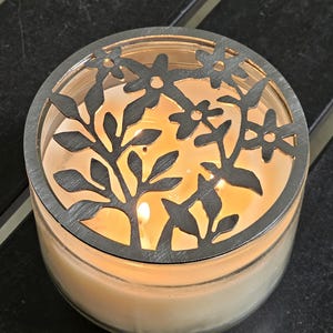 Wildflower Garden Candle Topper: Floral Metal Jar Candle Lid for Even Burning, Decorative Candle Accessory, Gift for Candle Lovers
