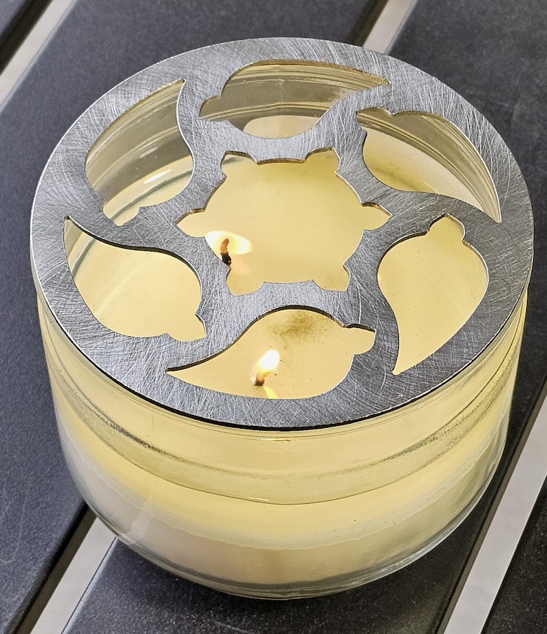 Coastal Leaf Candle Topper Lid: Metal Jar Lid, Decor for LED Jar Candles, works with Yankee, Nest, Bath and Body works and Walmart Candles image 1